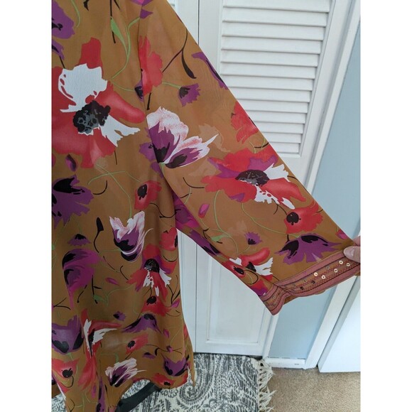 Maggie Barnes Floral Tunic in Mustard/Pink, Size 22 - Picture 5 of 13